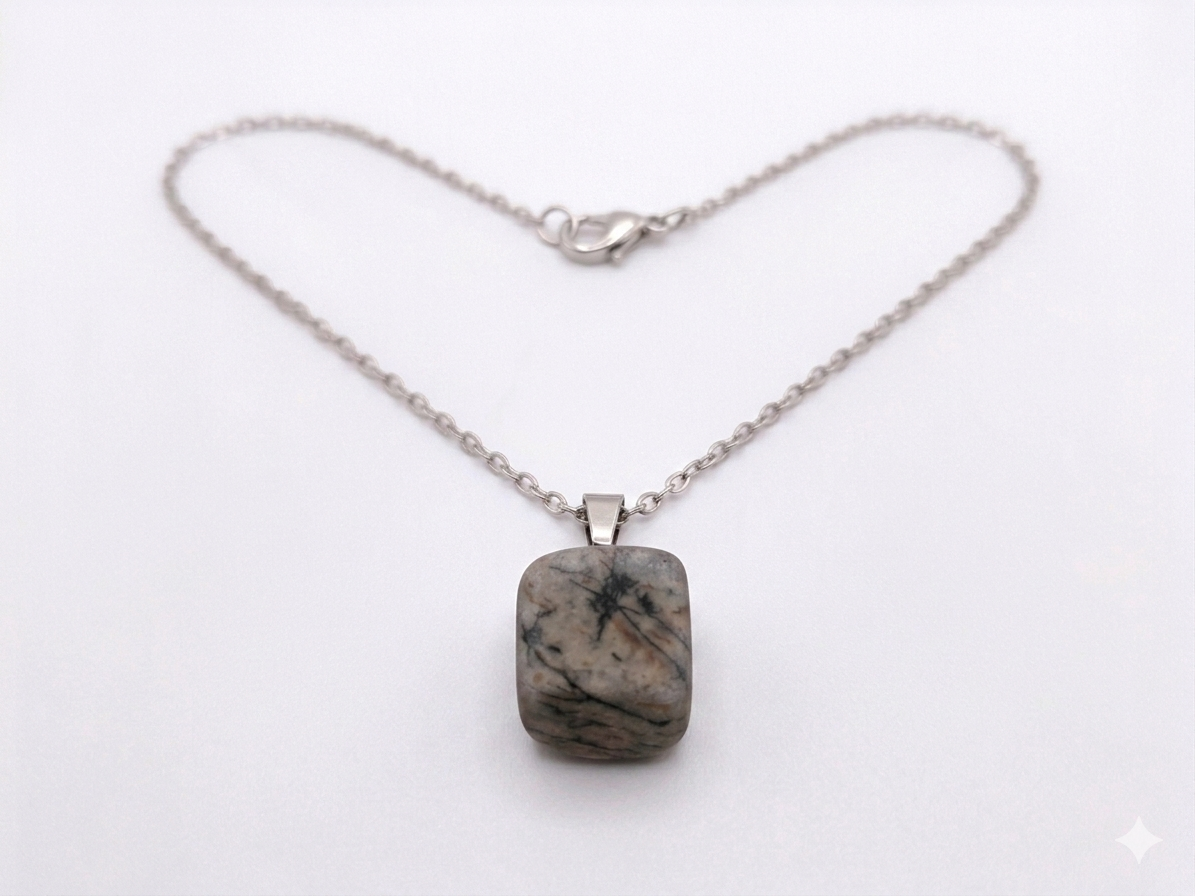 Matte Picasso Jaspis Ketting - Natuursteen 'Art' Look